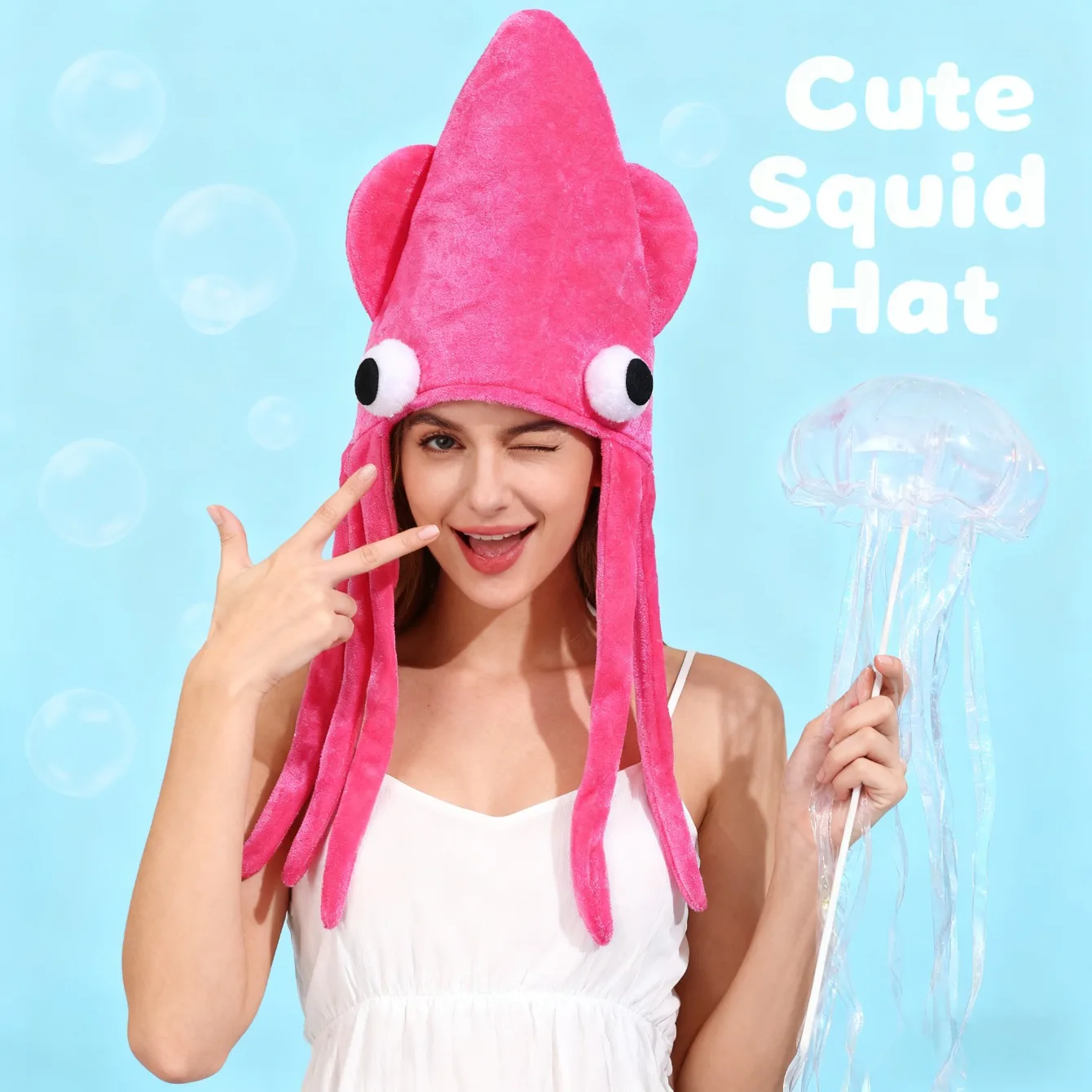 

Dance Performance Funny Hat Four Color Velvet Cuttlefish Hat Octopus Squid Party Novelty Prop