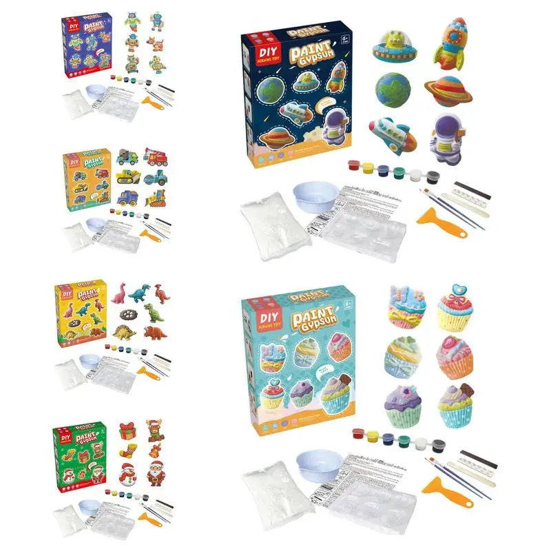 

Plaster Painting Water Kits with Colorful Paints Creative toyset gift for kids Interactive Ceramics Arts and Crafts Painting Kit