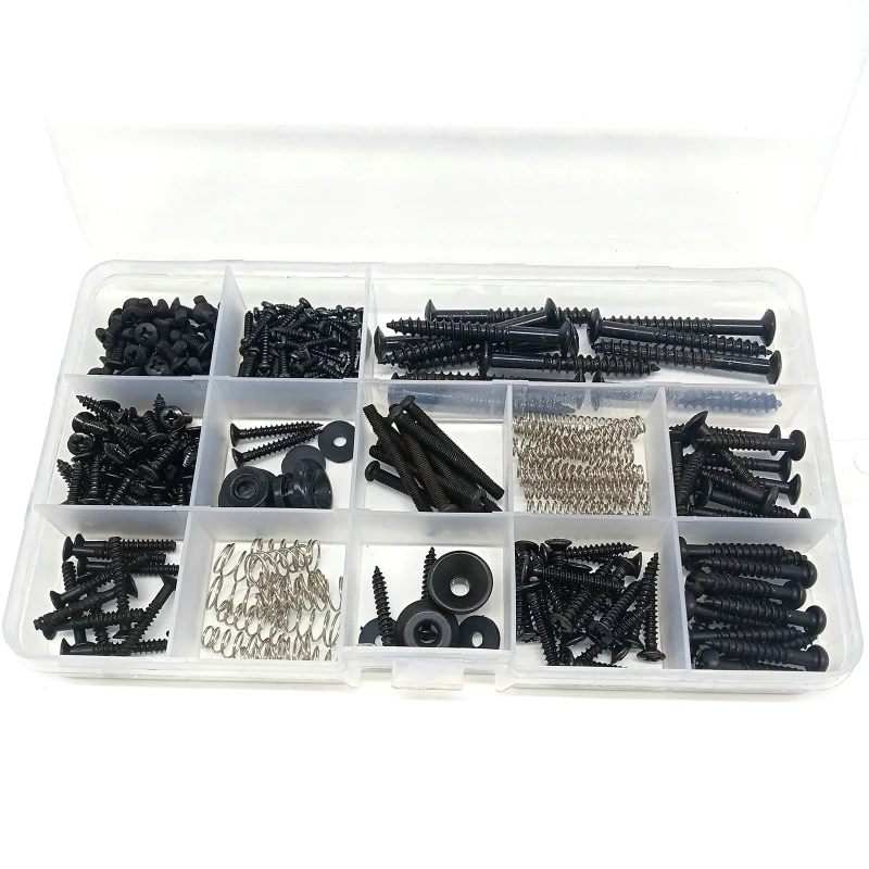 258 Pieces Guitar Screw Kit - 9 Types, Guitar Screws Assortment Set with Springs for Electric Guitar Switch, Neck Plate