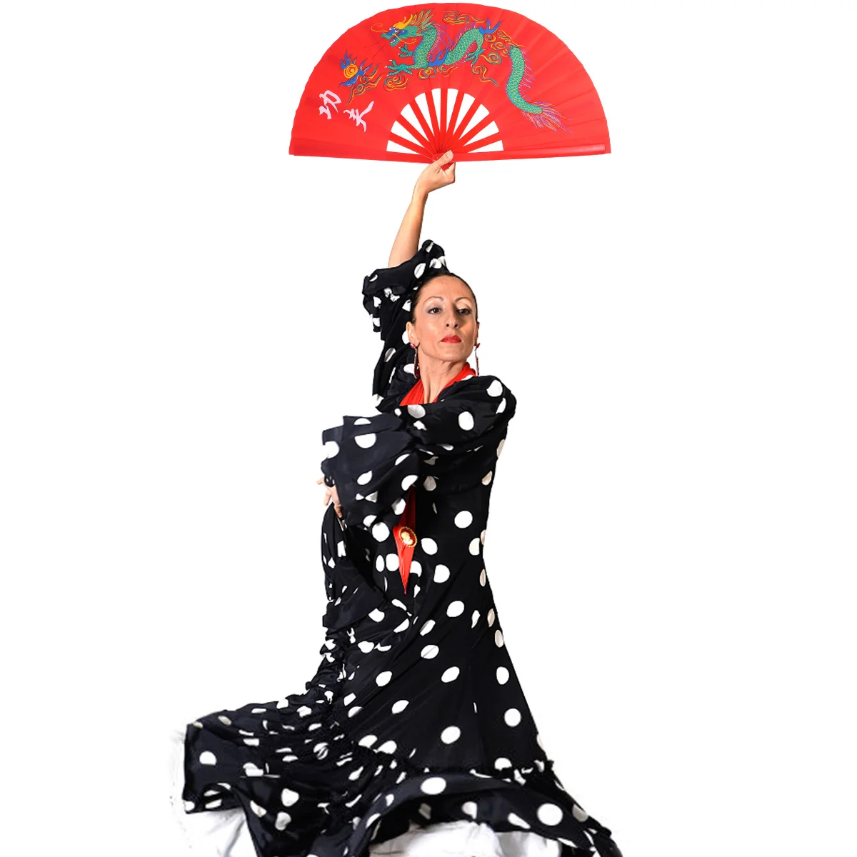 

1Pcs Plastic Chinese Dragon Fan for Kungfu Taichi Martial Arts Performance Festival Dance Stage Prop Home Decor