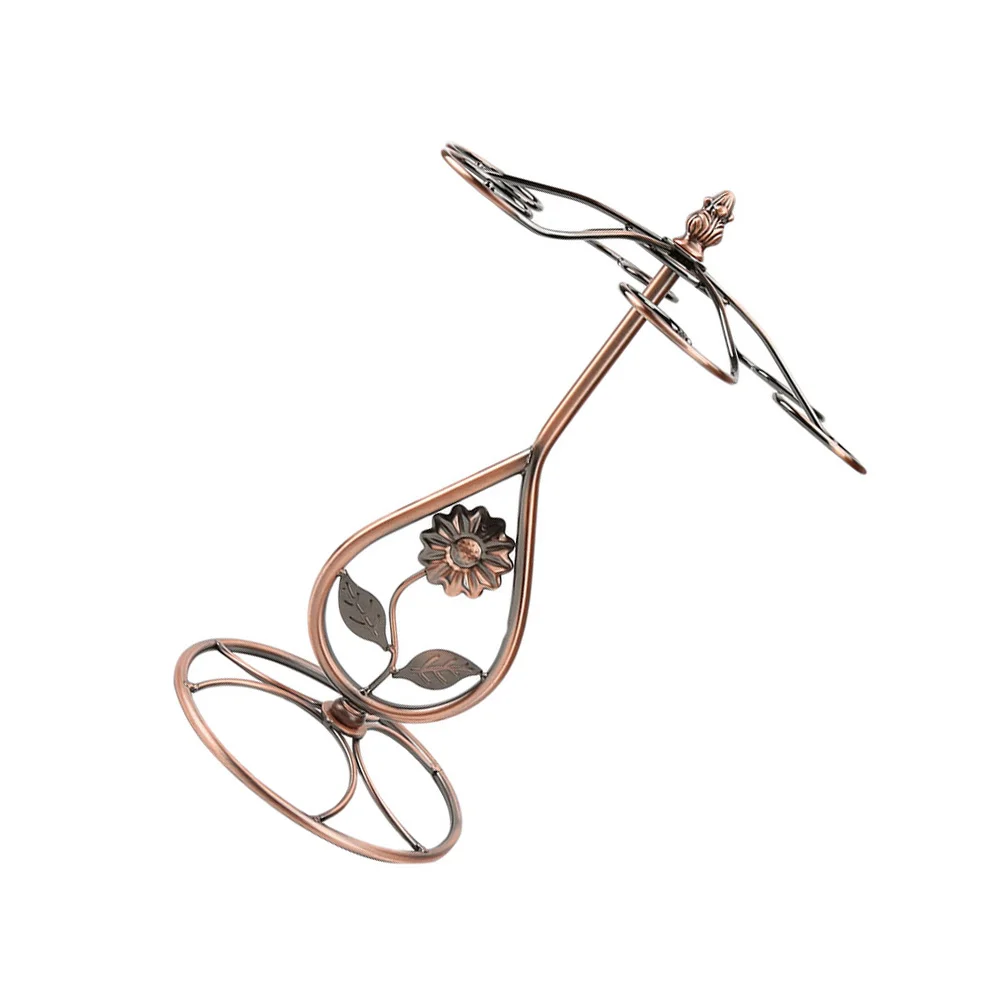 

Retro Bronze Glass Rack for Home Kitchen Restaurant 6 Glasses Less 24CM Iron Electroplating Anti Corrosion Unique Style