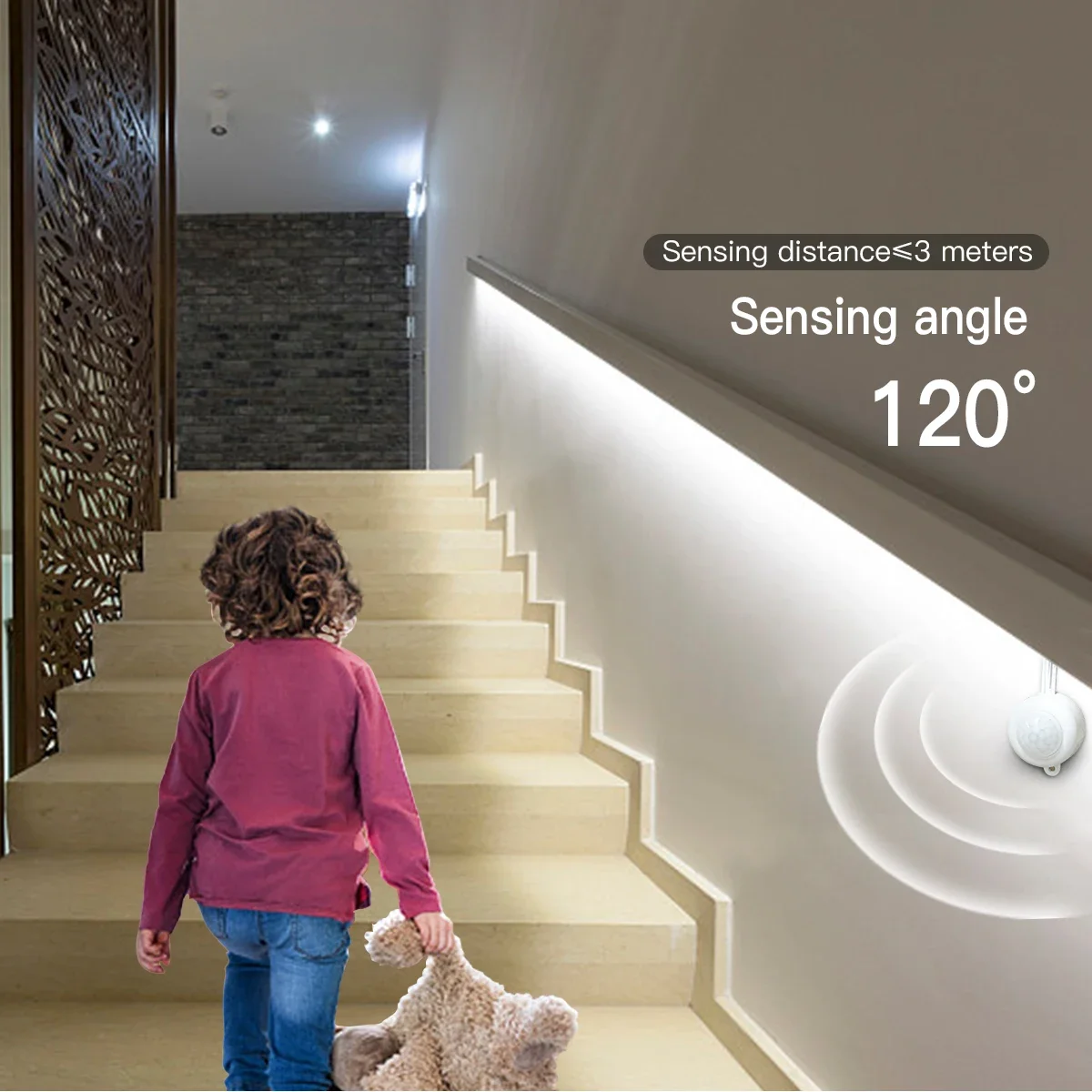 10M/5M/3M/2M Flexible Neon COB LED Strip Light Night Sensor Time Adjustable 20-360s Delay Silicone 9mm Width Cuttable Backlight