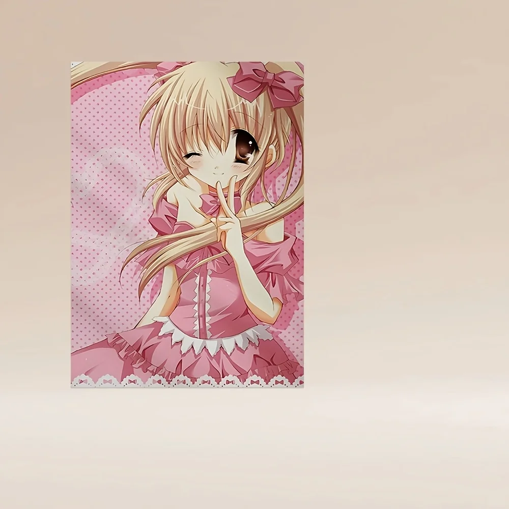1pc Anime Girl Wall Art—gold Twin Ponytails with Pink Dress, Suitable for Living Room, Bedroom, and Office Decor—modern Anime
