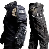 Men Camo Suit Waterproof Tactical Training Set Multi-pocket Work Wear Shirts Pants Men Outdoor Hunting Clothes Wear-resisting