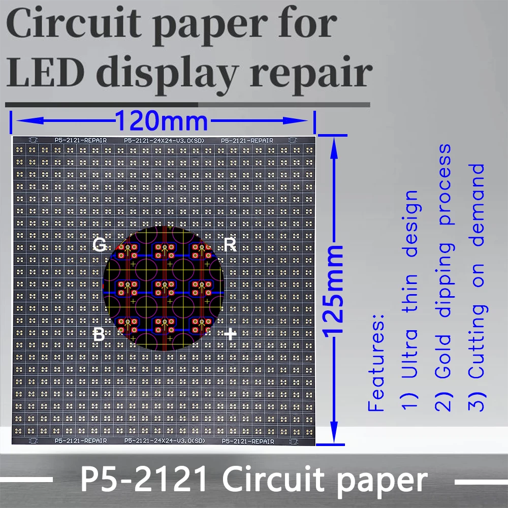 

P5-1921-2121(VL) Circuit Paper，Vertical lamp which is usual，120X125mm ,Used for repairing damaged PCB pads