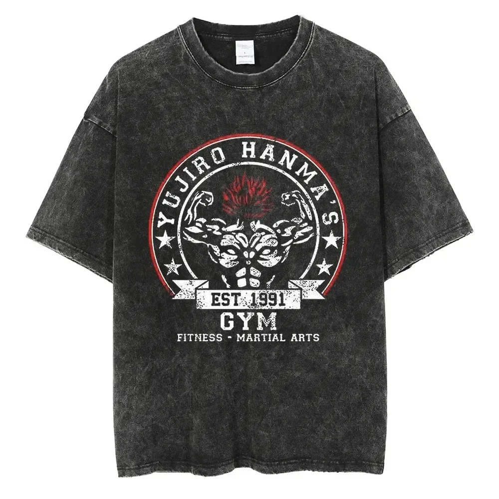 Anime Baki Haman Tshirts Harajuku Vintage 100%  2024 2024 New Washed T Shirt for Men Hip Hop Streetwear Oversize T-shirt Tops