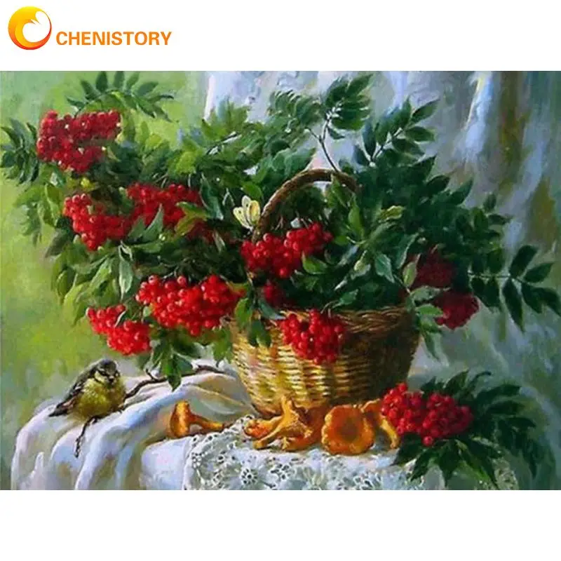 

CHENISTORY DIY Painting By Numbers Flowers Fruit Picture Coloring For Adults Kids On Canvas Diy Crafts Wall Decors Kill Time