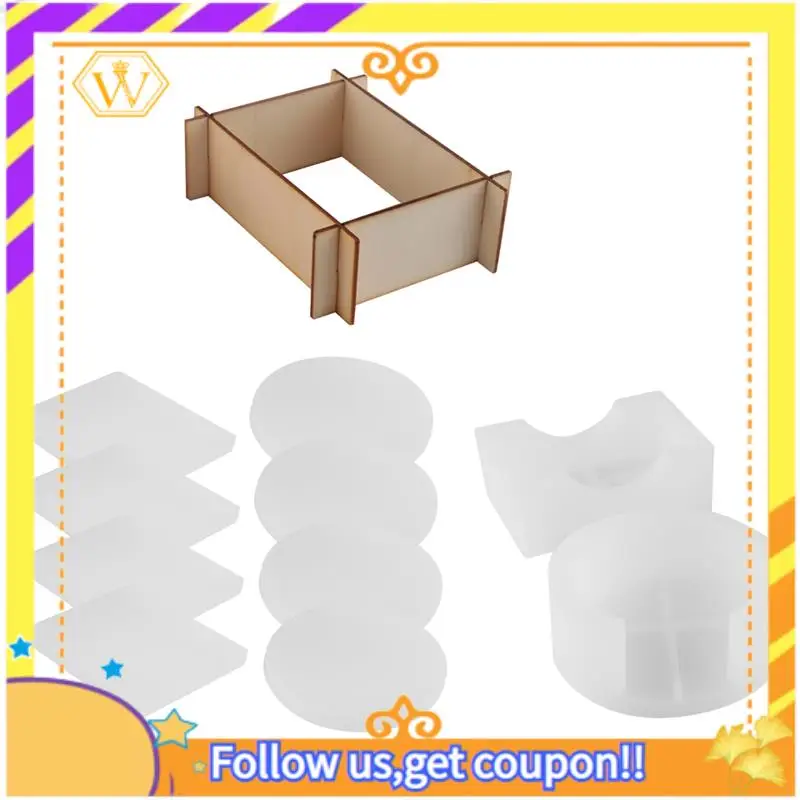 Latest-Silicone Coaster Molds For Resin Casting,Epoxy Resin Coaster Molds Kit Including 8 Pcs Coasters And 2 Pcs Holders Molds