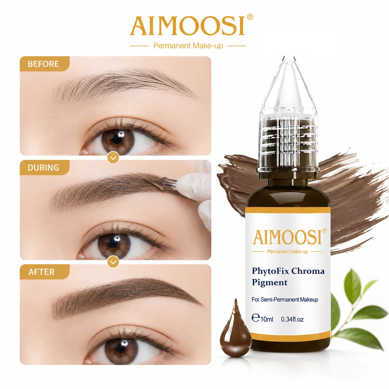 AIMOOSI Micropigmentaton Pigments Eyebrow Permament Makeup Pigment for PMU Artist Microblading Ink REACH 10ml Tattoo Supplies