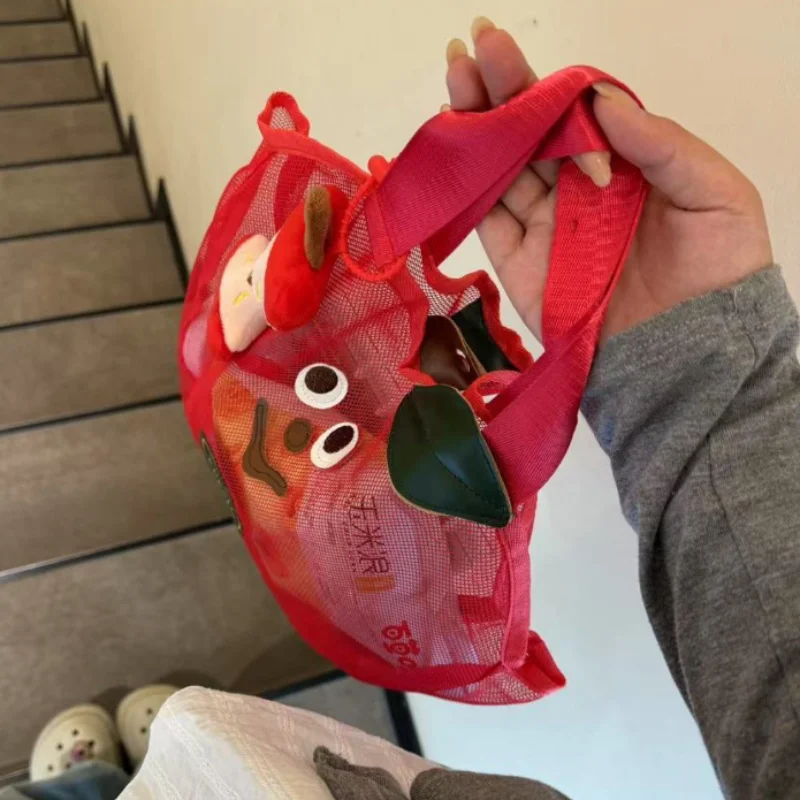 Cute Apple Mesh Handbag Niche  - Travel Accessories Toiletry Bag review and price