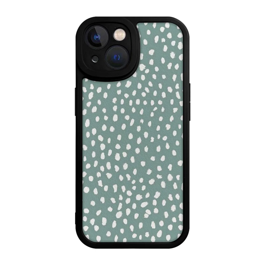 Sea Green Dalmatian Print Mask Phone Case For iPhone 15 Pro Max Silicone Shell