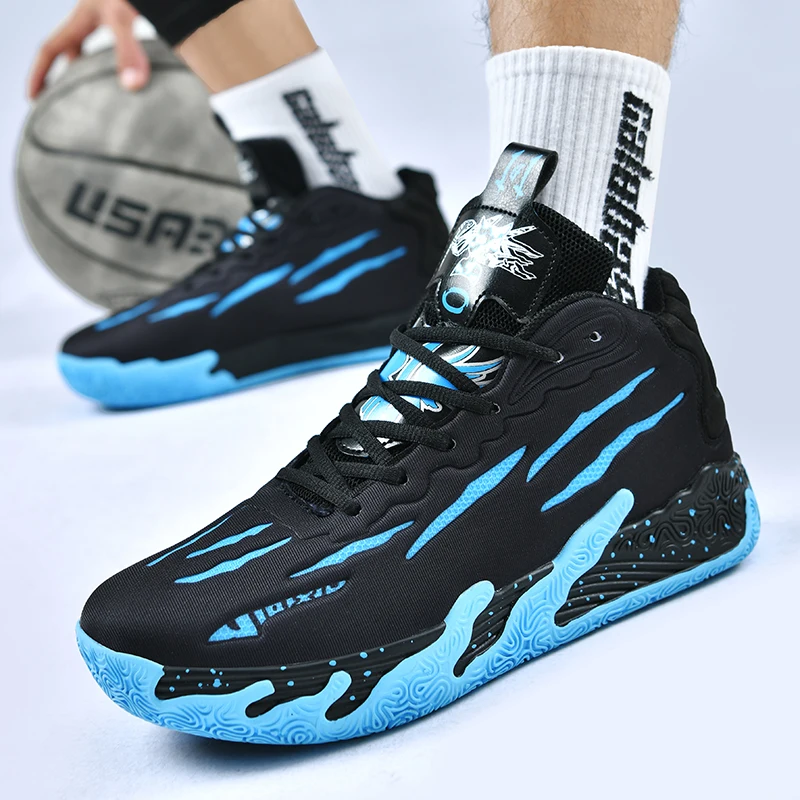 Men\'s outdoor leisure combat basketball shoes breathable wear resistant shock absorbent springback women\'s sports shoes