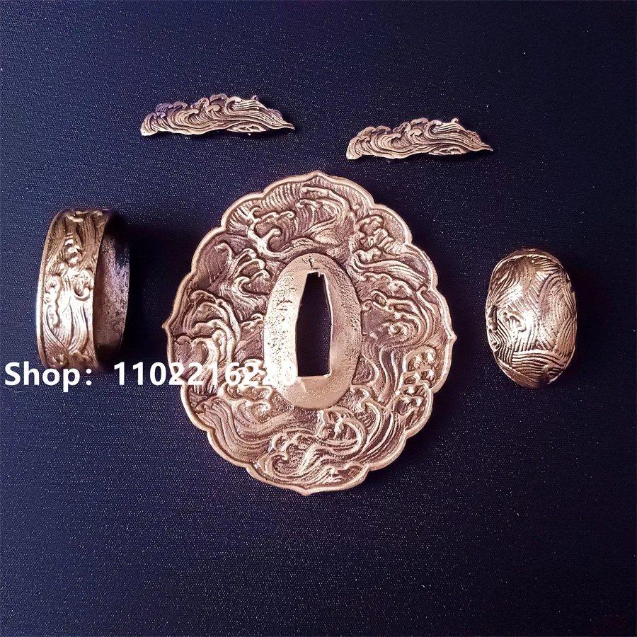 

Very Exquisite A Set Copper Solid Brass Handguard Tsuba Guard Fuchi Kashira Menuki For Japanese Samurai Katana Sword Fittings