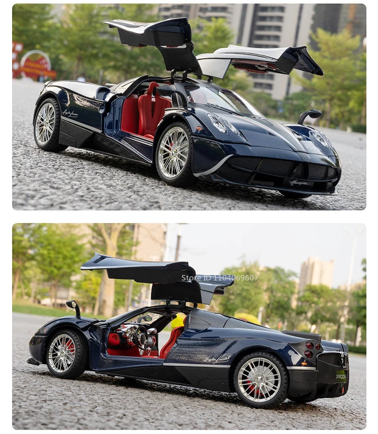 Große Größe 1:18 Pagani Huayra Spielzeugmodellauto Druckgusslegierung Sportwagen Sound Licht Zurückziehen Stoßdämpfungsmodelle Festival Geschenk – Detail 14