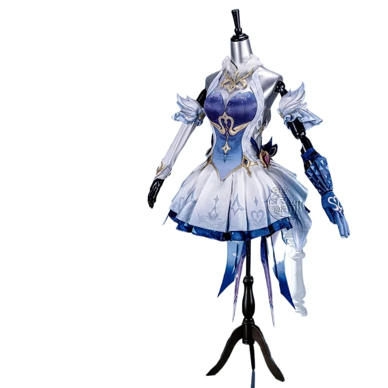 Genshin Impact Odette Cosplay Kostüm Outfit Karneval Halloween Anime Spiel Rollenspiel Uniform Kleid Perücken