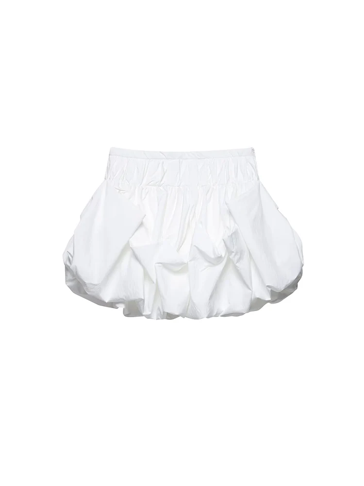

KUCLUT Women Fashion White Pleated Side Zipper A-Line Mini Skirt Vintage High Waist Female Chic Lady Skirts