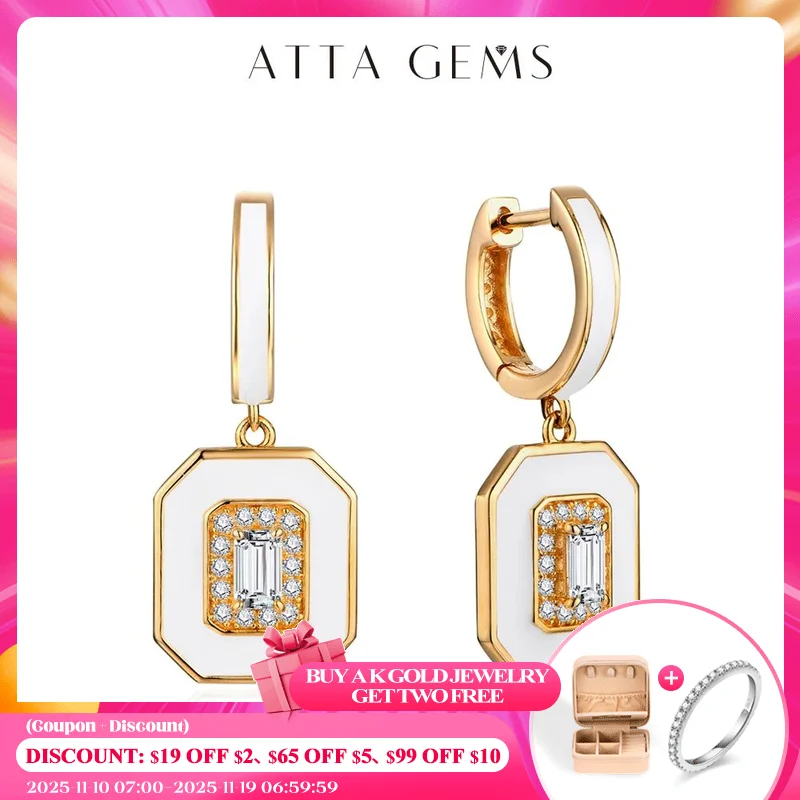 

ATTAGEMS Octagon Cut 5*3mm Moissanite Earrings for Women 100% 925 Sterling Silver Top Quality Stud Earrings Sparkling Wedding