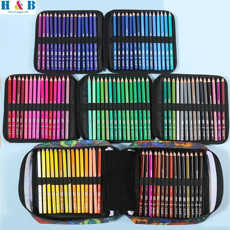 H&B 180/120/72 Colored Pencils Kit, Oil Based Soft Core Art Supplies for Adults Kids Teens Beginners Coloring Sketching Shading