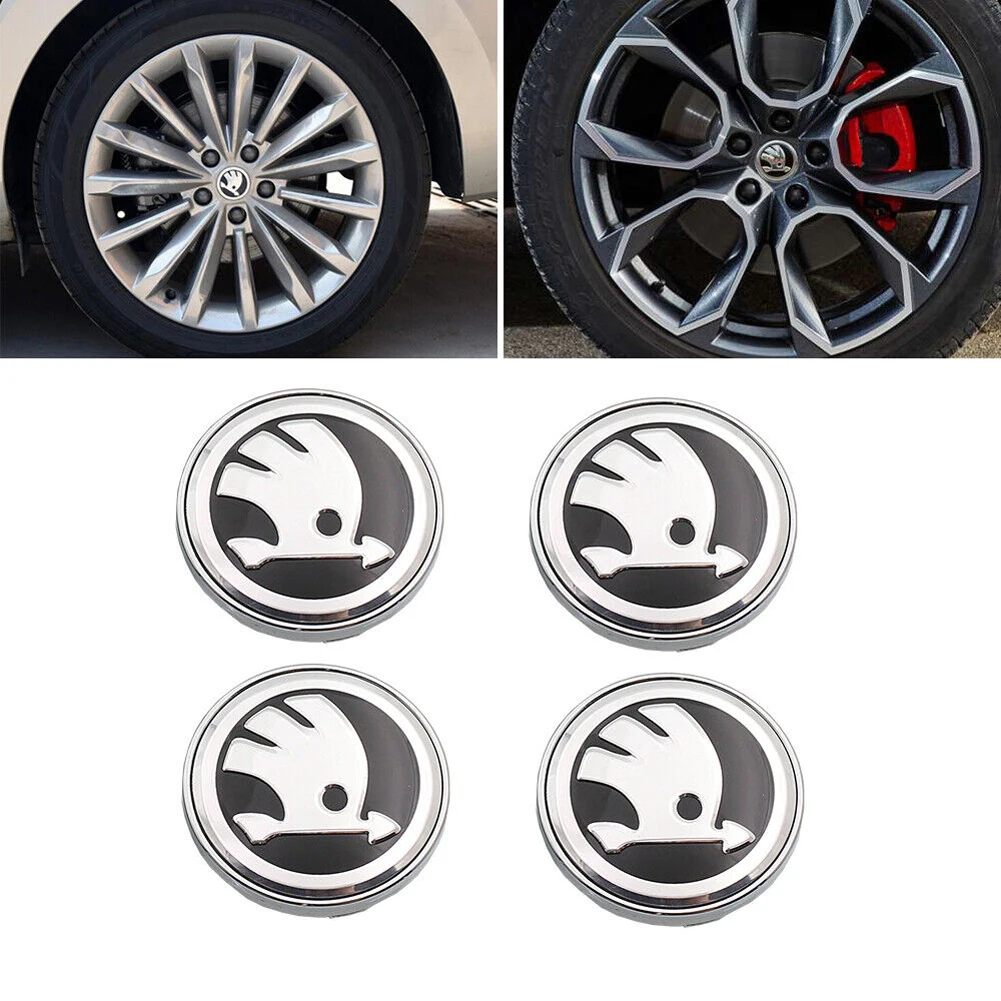 4Pcs Wheel Centre Cap Black 60MM Genuine Wheel Centre Cap Wheel Center Hub Cap for Skoda Octavia Fabia