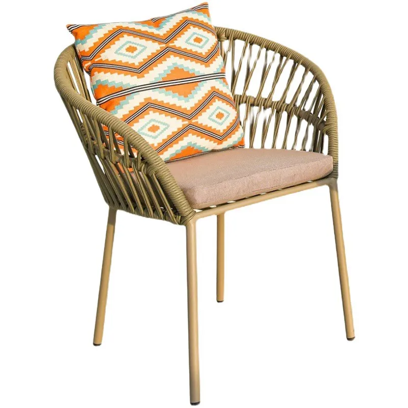 

Nordic outdoor rattan dining table and chair combination waterproof sun modern villa courtyard outdoor leisure chair designer