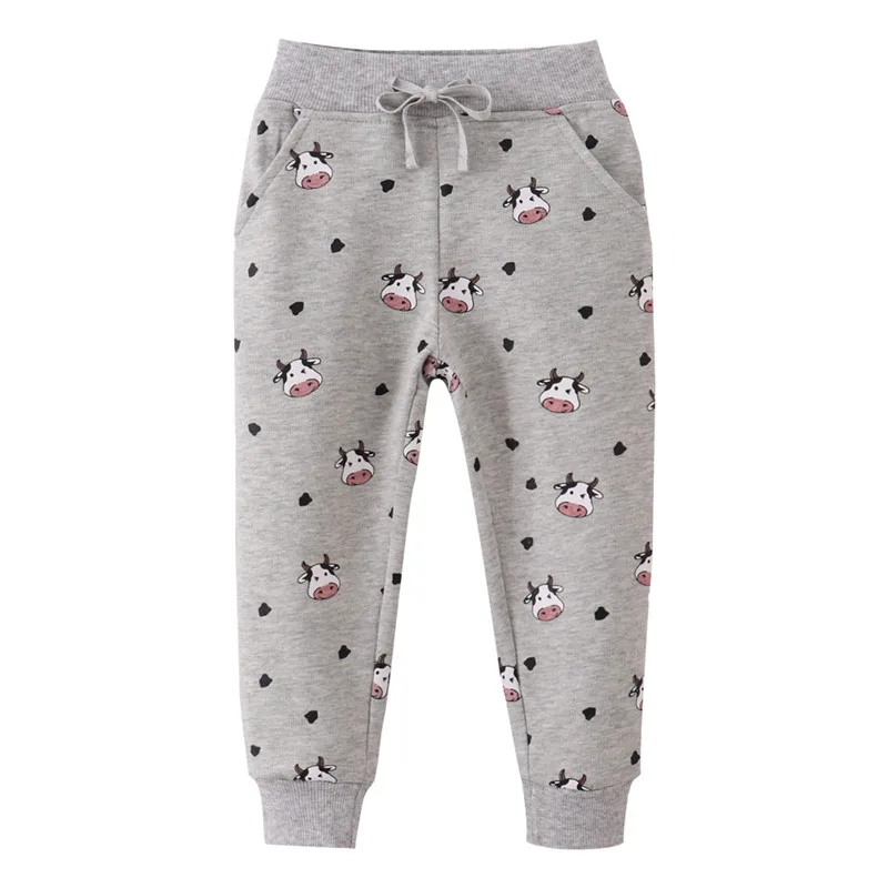 

Jumping Meters New Arrival Children's Sweatpants Animals Print Cow Full Length Girls Trousers For Autumn Spring Baby Pants