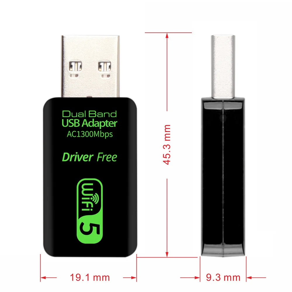 1300Mbps Usb Wi-fi Adapter Wi Fi Network Card Portable Wireless Wifi Key Receiver Wifi Usb Dongle Ethernet Adapter For PC