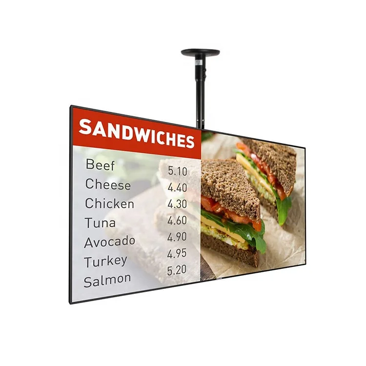 43 inch 700nits digital order screen LCD menu board wall hanging display advertising screen menu restaurant cafe poster