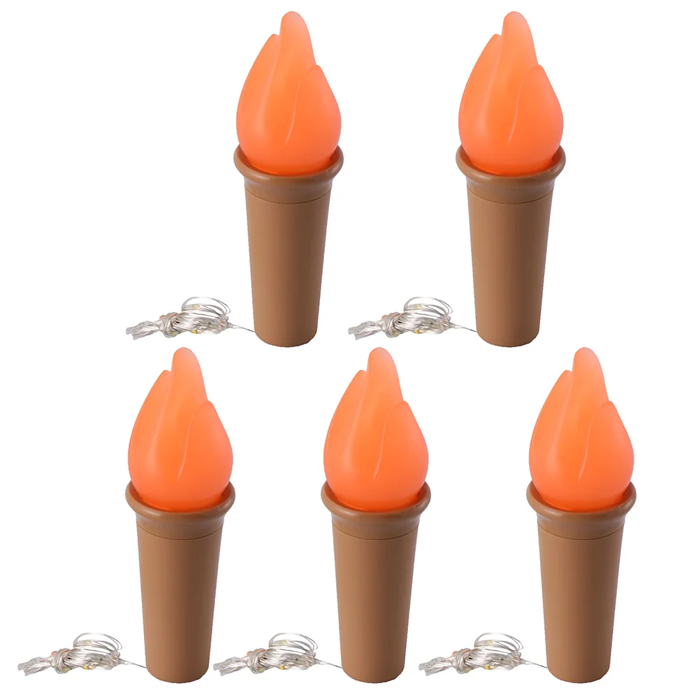 

5 Pcs Bottle Stopper Lights LED Decorative Flame Shaped Lamp Strings Waterproof Glass Supplies Indoor Outdoor Party DIY