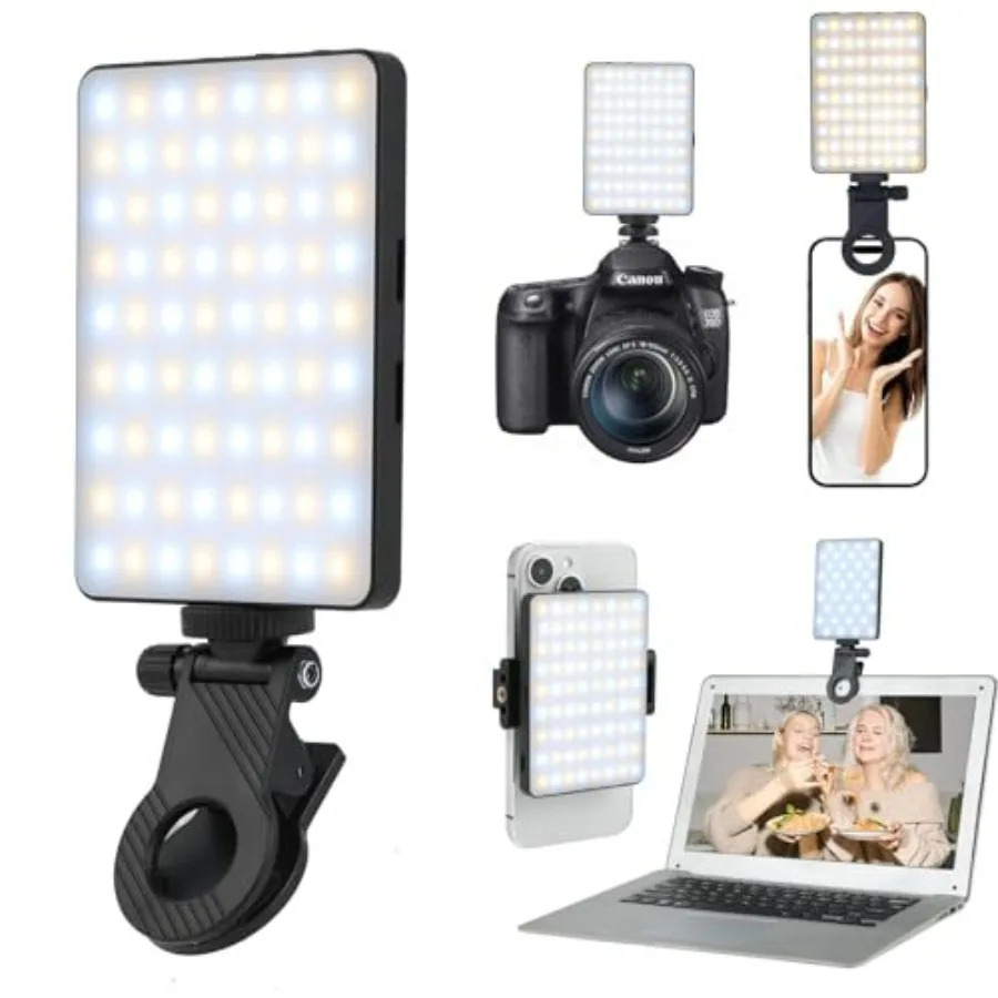 

Светодиодный светильник для селфи с креплением на переднюю и заднюю панель, лампа для видеосъемки и фотографии с 3 режимами освещения для iPhone, компьютера, ноутбука