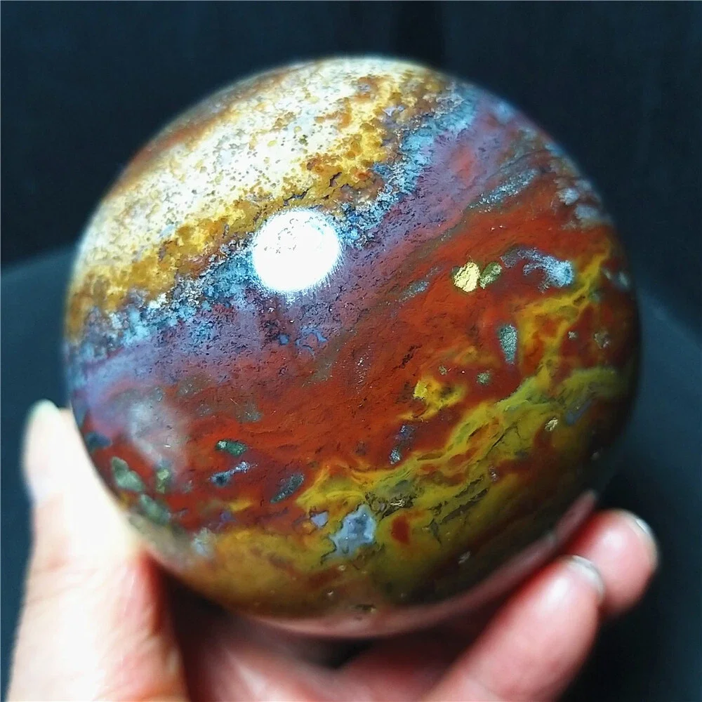 Natürlich geformt! Marine-Jade-Kugel, Polierkugel aus Quarzkristall, Mineral, Reiki, Heilung – Detail 2