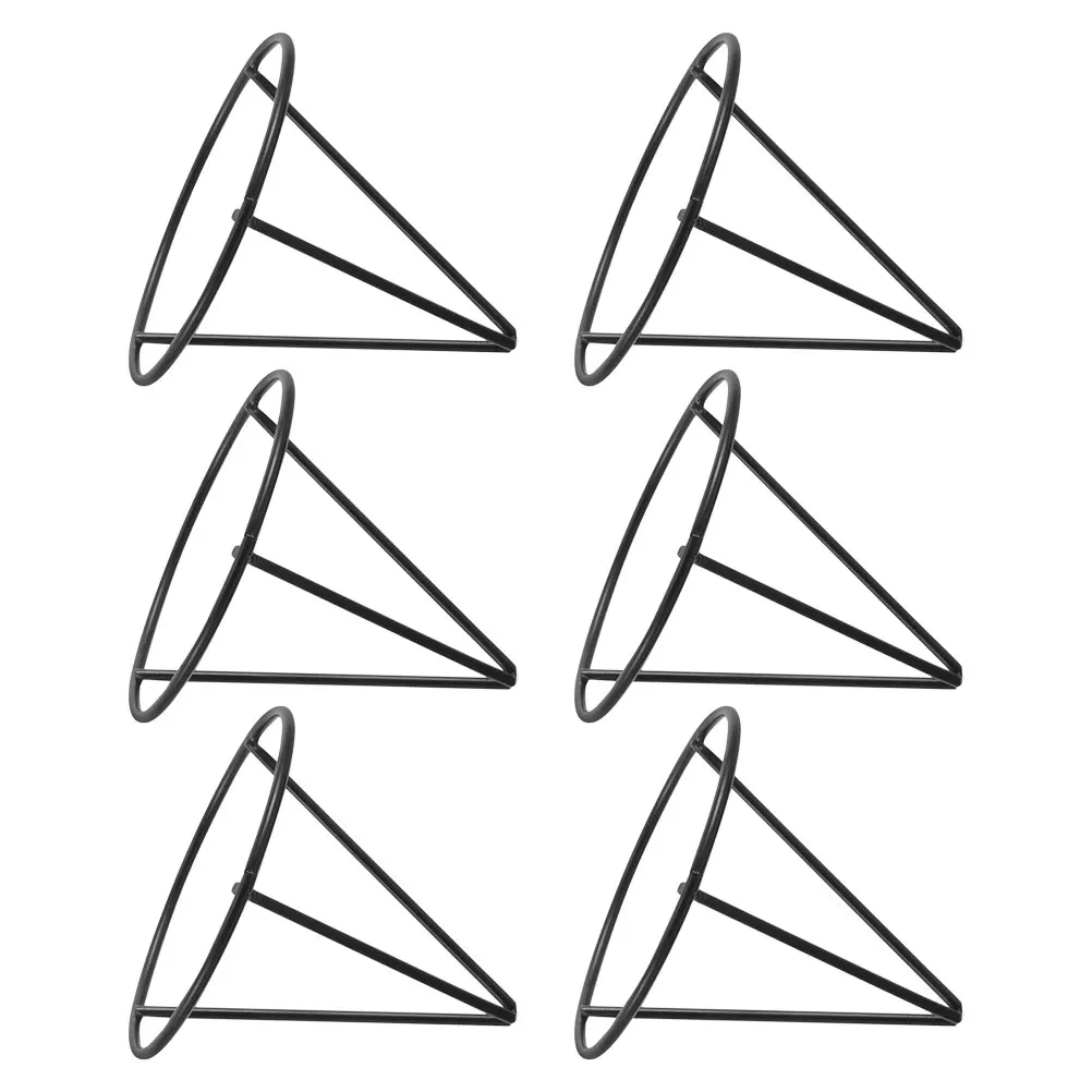 

6pcs Metal Planting Rack Triangular Hydroponic Seedling Tray Transparent Growing Cups Balcony Yard Flower Stand pots