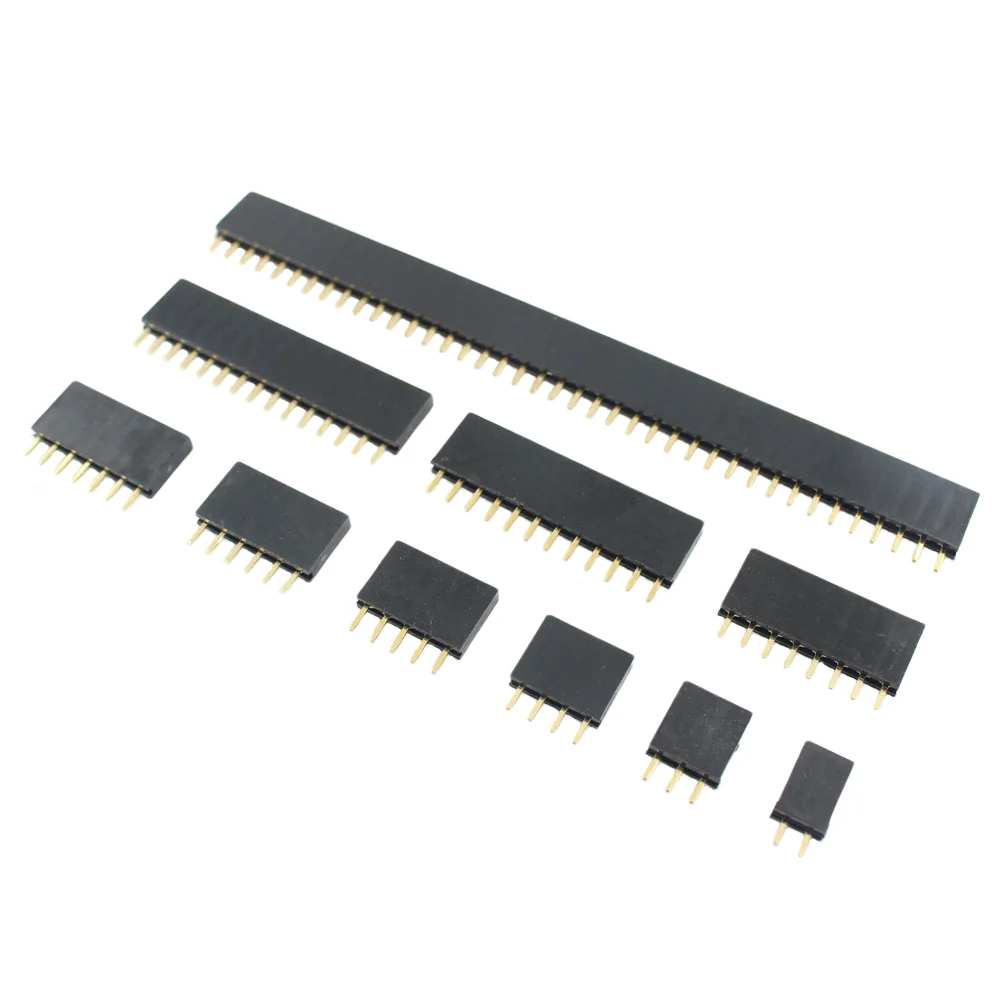 10pcs 2.54mm Pitch 1*2/3/4/5/6/7/8/9/10/11/12/13/14/15/16/17/18/19/20/22/40 Pin Single Straight Female Header Strip For Arduino