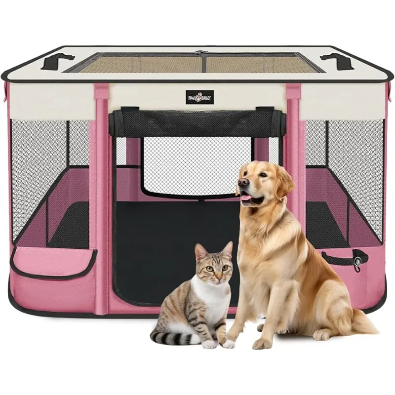 

Foldable Pet Kitten Playpen, Upgrade Waterproof Portable Cat Dog Playpen Kennel Tent for Small Dog Cat, Retractable Shade Co er,