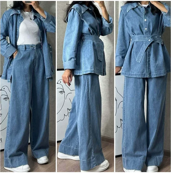 

Latest Launch: Trendy Long - Sleeved Denim Jacket and Relaxed Wide - Leg Jeans Two - Piece Collection