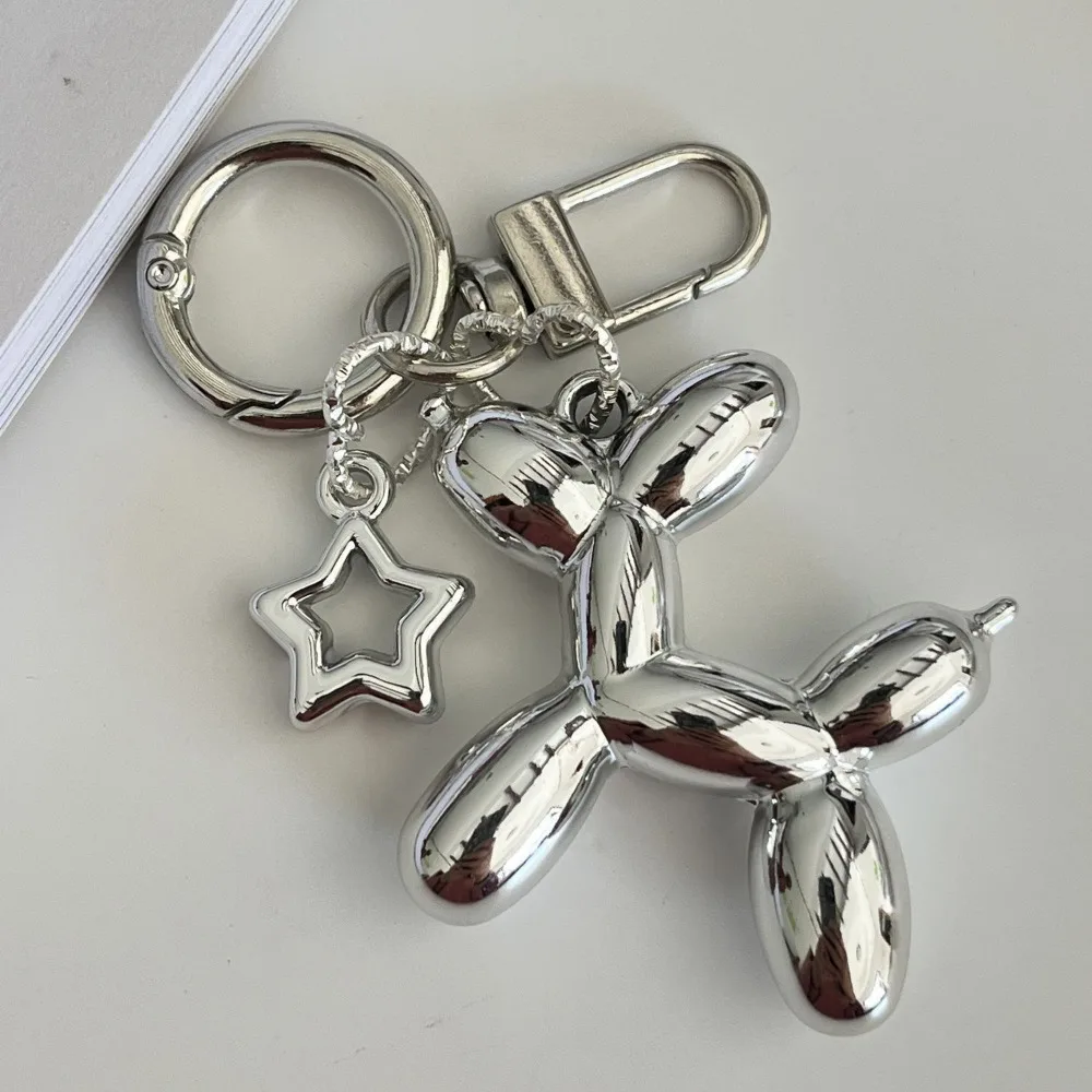 

Acrylic Puppy Balloon Keychain Star Colorful Balloon Acrylic Dog Keyring Funny Plating Dog Balloon Keychain Car Key Pendant