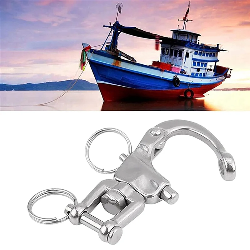 316 Stainless Steel Swivel Shackle Fork Fixed Spring Universal Swivel Dismounting Buckle for Marine Quick