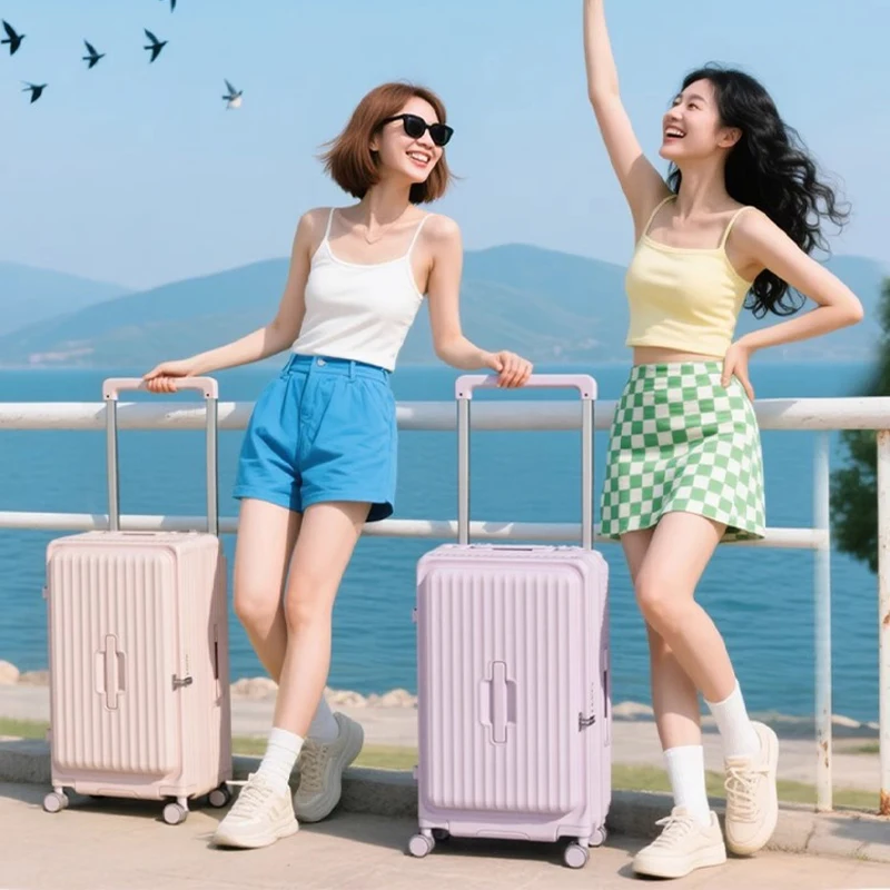 20/24/26/30인치 와이드 타이로드 여행용 캐리어 전면 개폐형 보딩 박스 PC 지퍼 트롤리 케이스 바퀴 포함 기내용 수하물