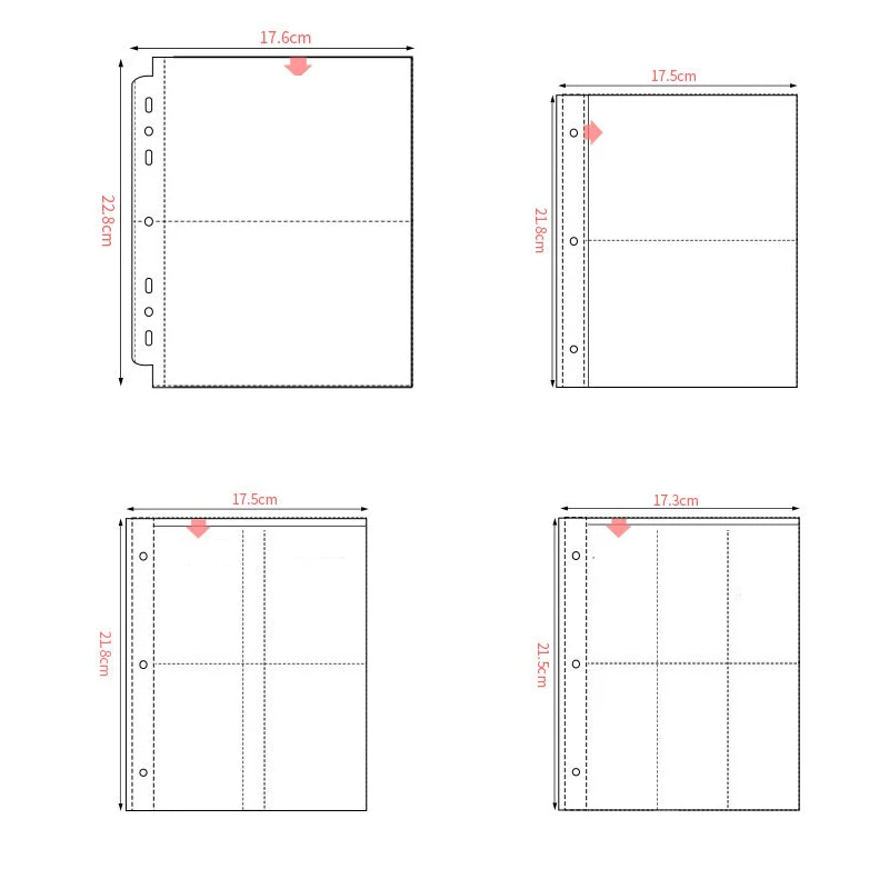 15 Sheets A5 3 Ring Photocard Kpop Binder Pages 1 2 4 6 Pocket PVC Free Photo Album Plastic Sleeves 10x15 6x4 Postcard Protector