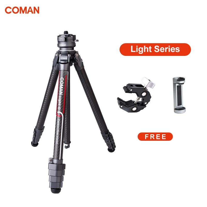 

Light G 1.16 KG Lightweight Compact DSLR Tripod Carbon Fiber Tripod Arca Plate For Camera Tripod 1.58m
