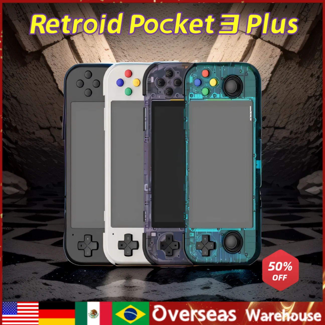 

RETROID POCKET 3 Plus Handheld Retro Game 4.7 inch video game128GB portable console Video Game Consoles HD PS2 PSP Birthday Gift