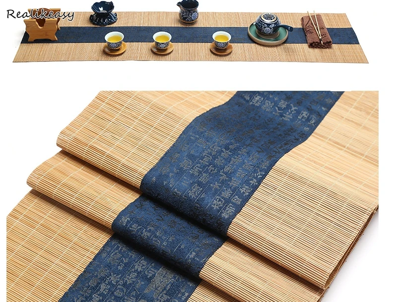 Vintage Chinese Style Bamboo Table Runner Tea Mat Tea Set Accessories Tablecloth For Wedding Dining Room Party DecorationsLFB195