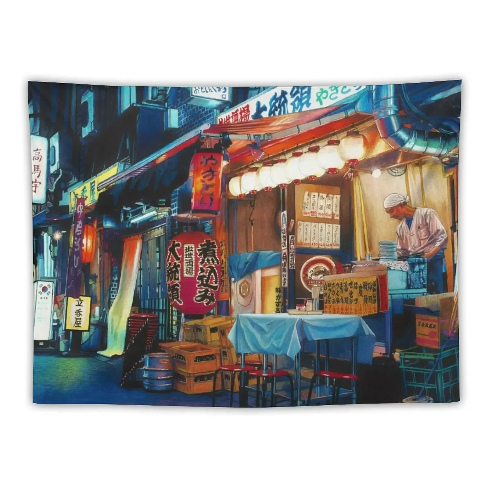 Japanese street food at night Tapestry Tapete For The Wall Room Decoration Accessories Home Decoration Tapestry