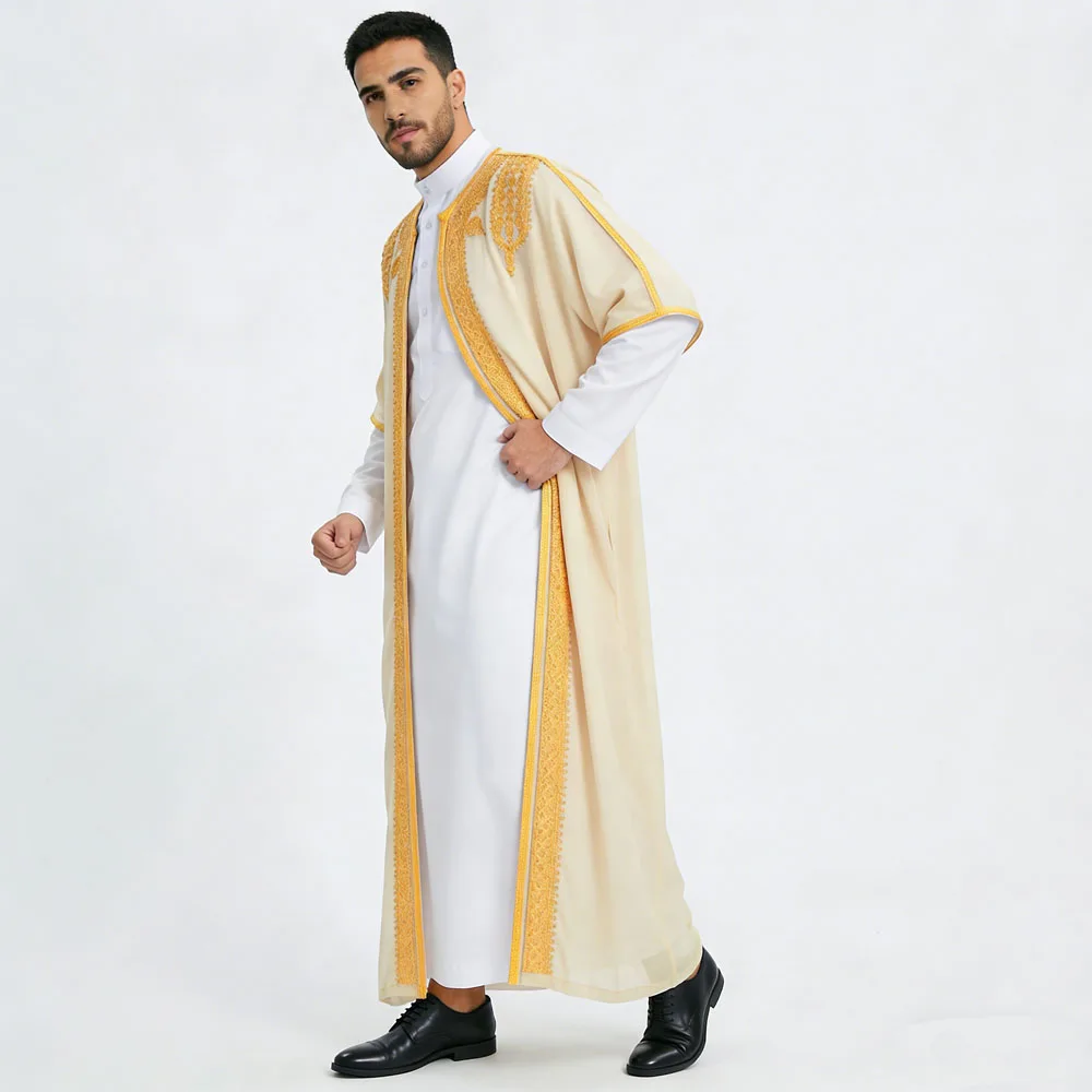 

Muslim Men Jubba Thobe Eid Ramadan Abaya Kimono Dress Turkey Dubai Saudi Kaftan Islam Clothing Prayer Caftan Djellaba Dishdasha