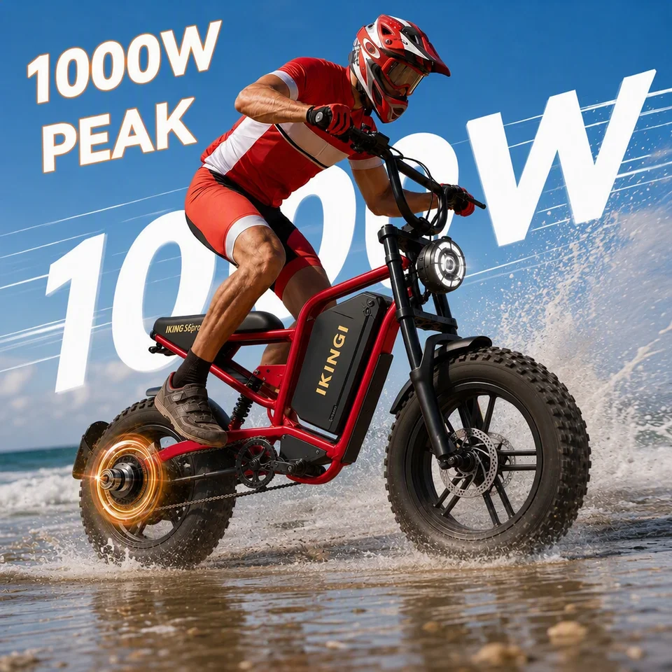 IKING 55pro Off-Road Electric Bike 1000W Motor 48V 15AH 16" Fat Tire All-Terrain E-Bike Full Suspension Dual Disc Brake for Adults image 3