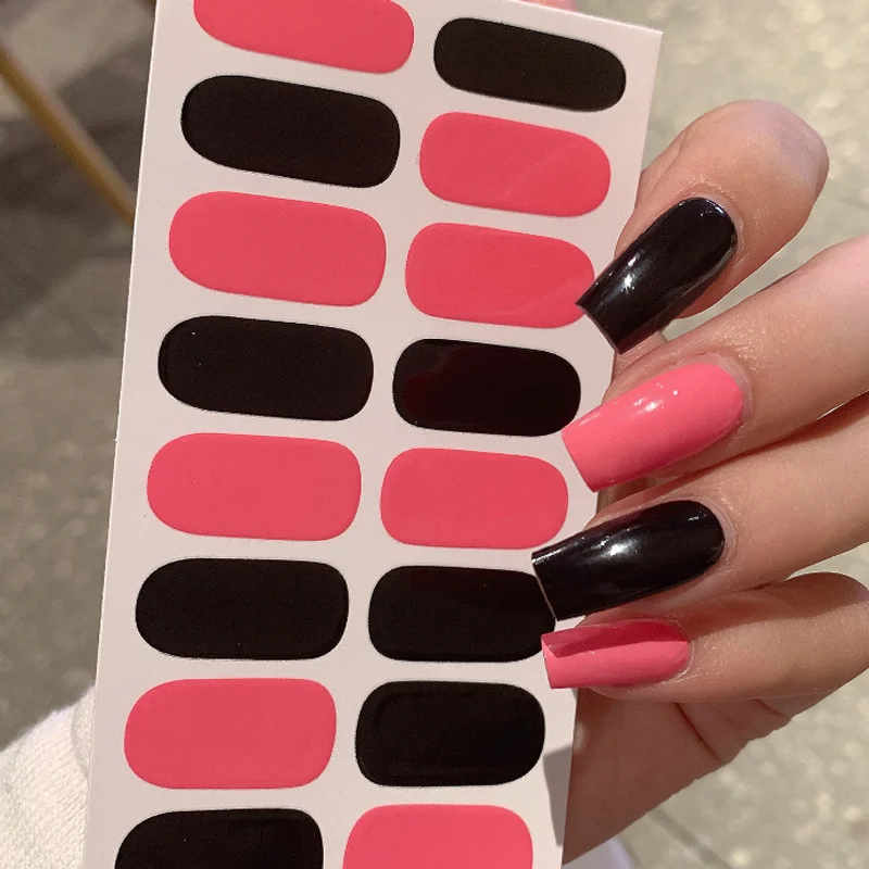 16 puntas de colores de contraste, pegatinas para uñas, calcomanías adhesivas, parche de belleza para uñas, puntas DIY, decoración artística de uñas, accesorio para uñas postizas