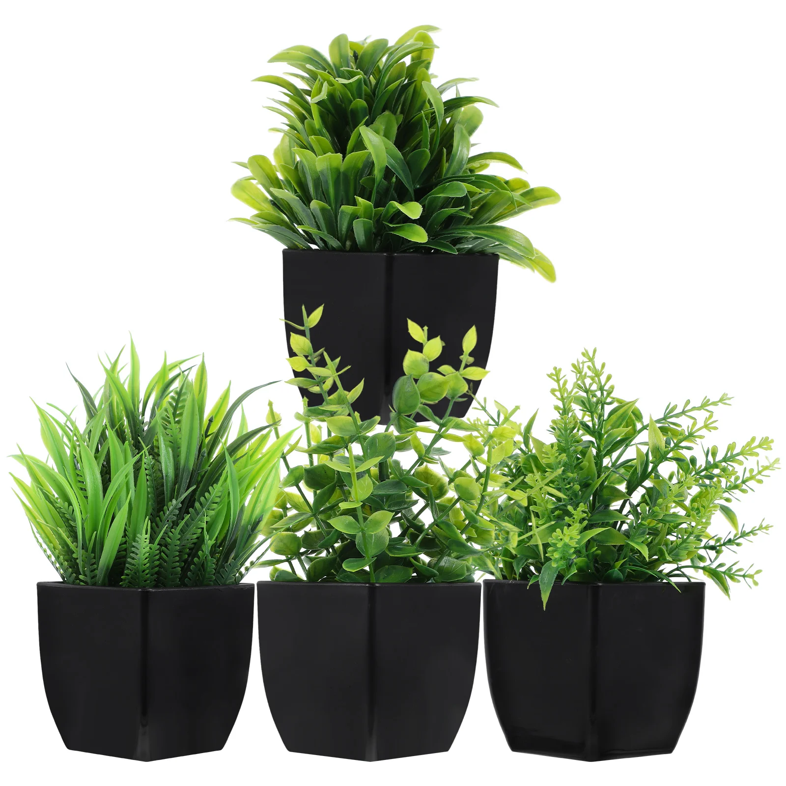 

4 Pcs Artificial Plant Pot Plants Black Eucalyptus Indoor with Bathroom Decorate Plastic Flowers Office