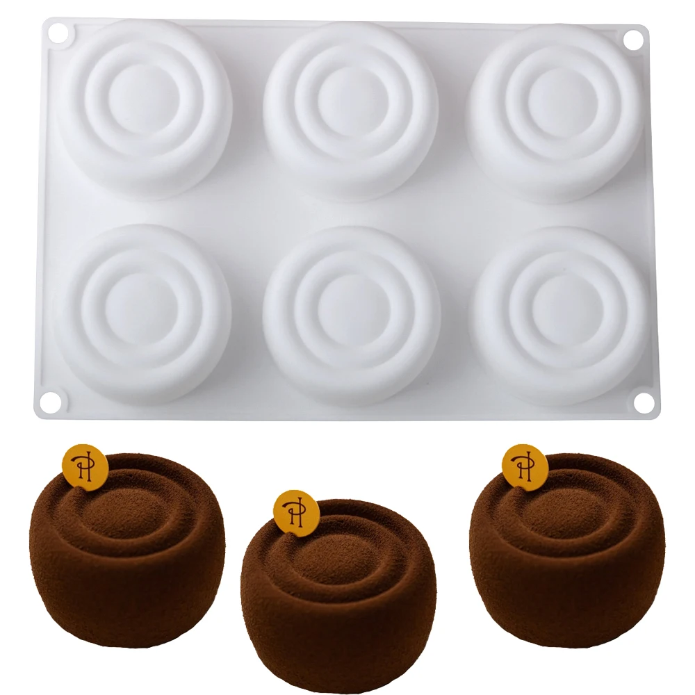 6 تجويف الداما الدولية موس قالب من السيليكون قالب الحلوى أسطواني هالة قالب الحلوى النمط الفرنسي المعجنات قالب الخبز #2