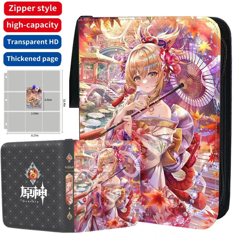 Genshin Impact Zipper Cards Album Holder 400/900pcs Anime Games Playing Trading Collection Card Binder Book Folder Protected