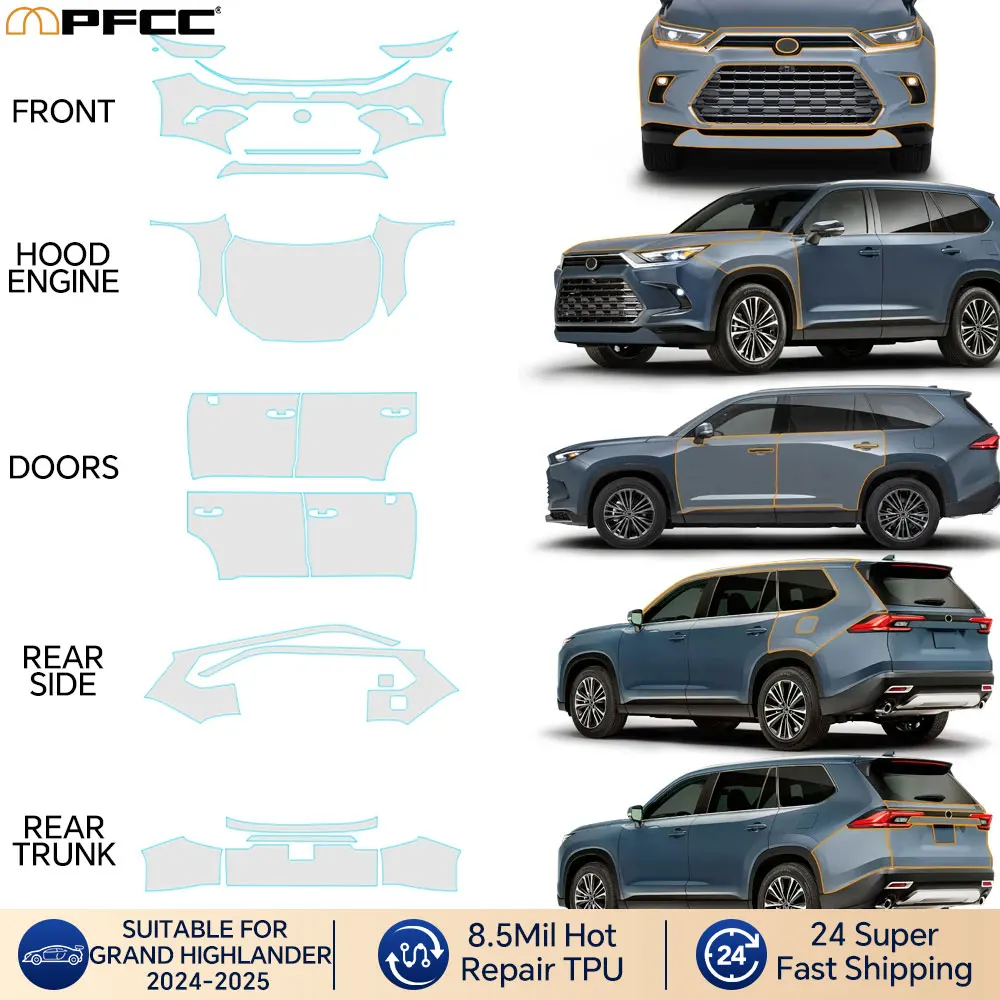 

Предварительно вырезанная пленка для Toyota Grand Highlander 2024 2025 PPF, прозрачная защитная пленка для автомобильной краски, комплект наклеек, наклейка против царапин