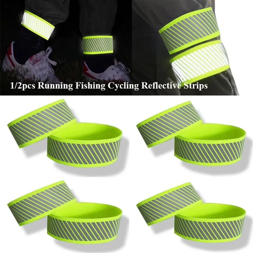 1/2pcs Running Fishing Cycling Reflective Strips Outdoor Warning Wristband Bike Safety Bicycle Bind Leg Strap Reflective Tape